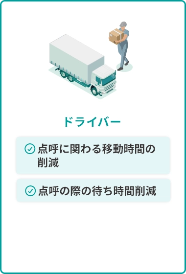 ドライバー：点呼に関わる移動時間の削減 点呼の際の待ち時間削減