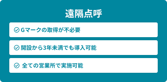 遠隔点呼の特徴
