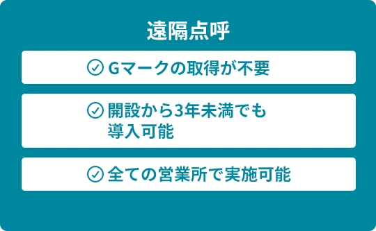 遠隔点呼の特徴